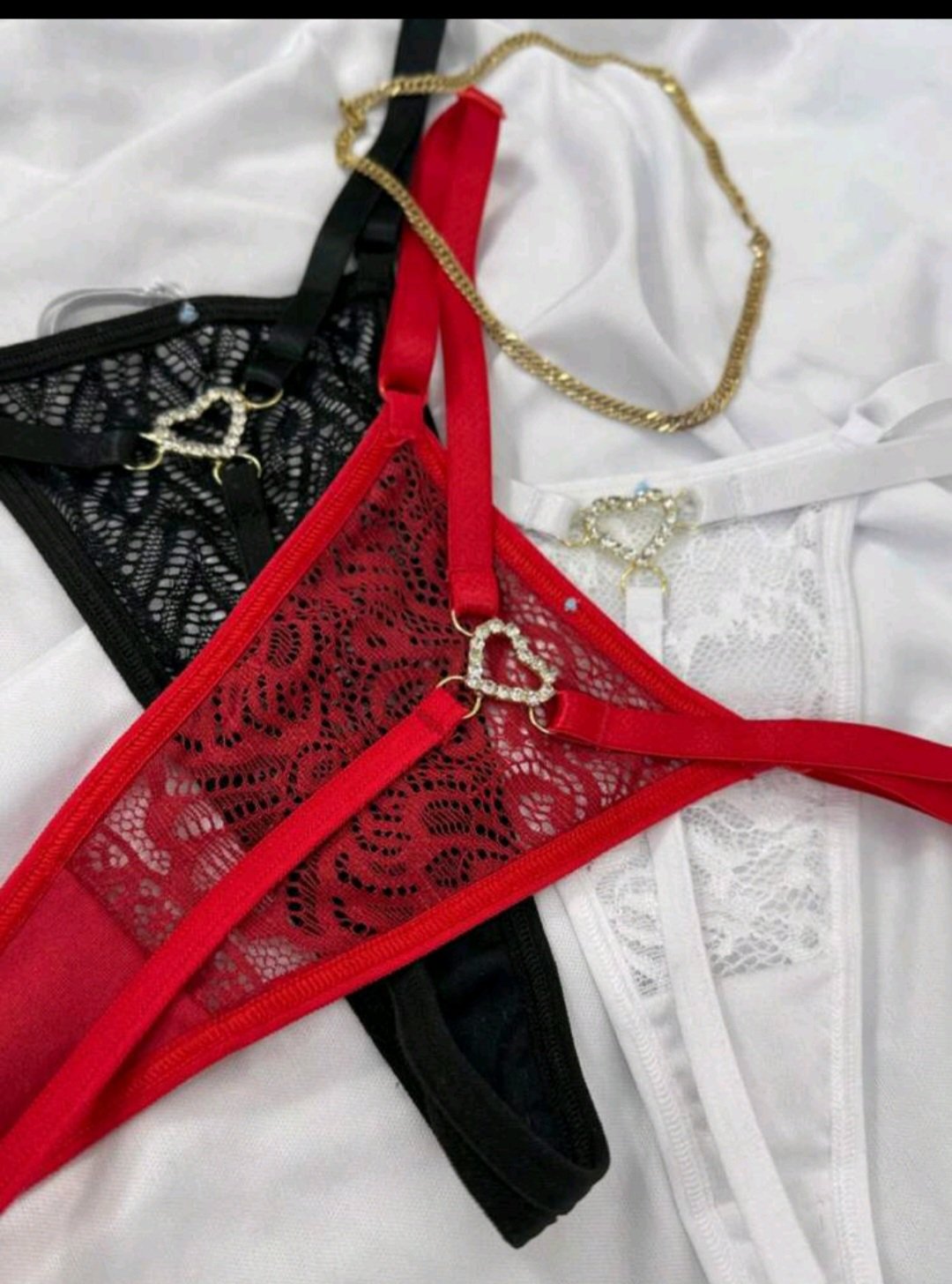 Calcinha Luxo strass Coração